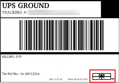 UPS label sample with package icon indicating EOD submission