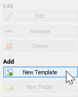 The buttons of the template manager screen are show with the New Template button being clicked.