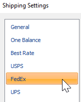 Select FedEx from the list of carriers on the Shipping Settings screen