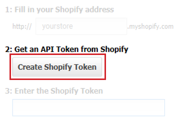 Click the create Shopify token button.