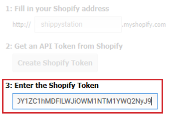 Paste the Shopify token into the Shopify token field.