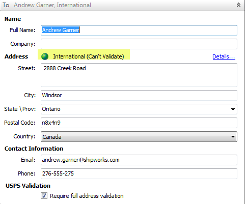can't validate international address