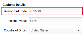 Enter the HS Code into the Harmonized Code field.
