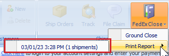 Print Report menu with the timestamp highlighted.