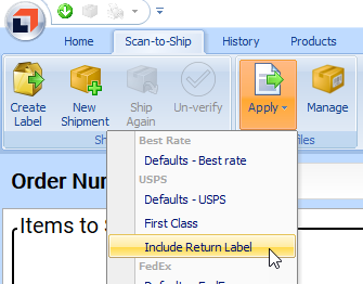 Click Apply then select Include Return Label