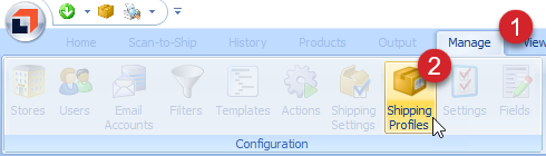 Click the Manage tab then the Shipping Profiles button.