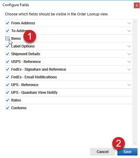 configure fields and panels in ShipWorks
