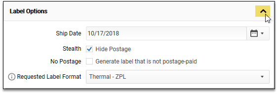 expand button on label options panel