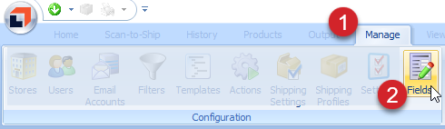 Click the Manage tab then the Fields button.