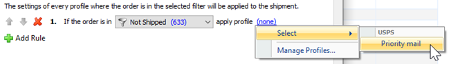 None > select > priority mail profile is selected.
