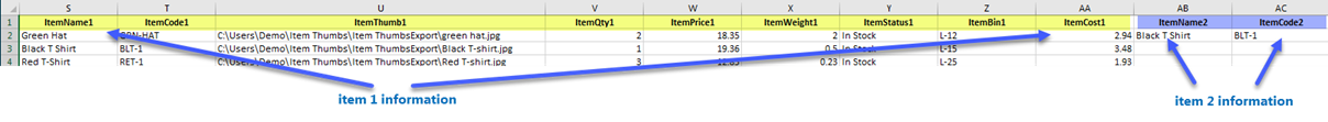 An example of a file showing all of the items on the same line.