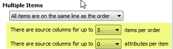 Multiple Items are being configured. All items on the same line is selected and up to 5 items per order is specified.