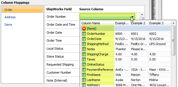 select a column for mapping column mappings generic file