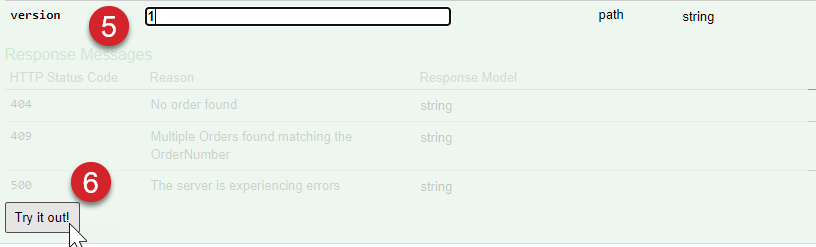 Enter version 1 and click try it out
