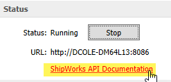 The ShipWorks API Documentation link is highlighted.