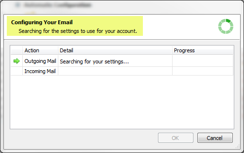 The configuring your email address screen is opened showing the progress of adding the email address to ShipWorks.