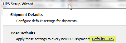 UPS Setup Wizard. Highlight on link in UI for Defaults - UPS