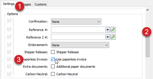 Shows 3 steps, check the use paperless invoice checkbox
