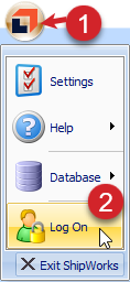 The applications menu is selected and the log on option is being clicked.
