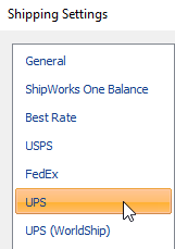 Select UPS from the list of carriers.