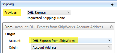 select dhl express shipping provider