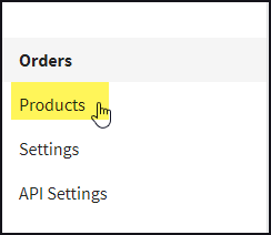 sidebar menu showing Products link highlighted