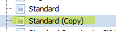 Standard (Copy) is highlighted.