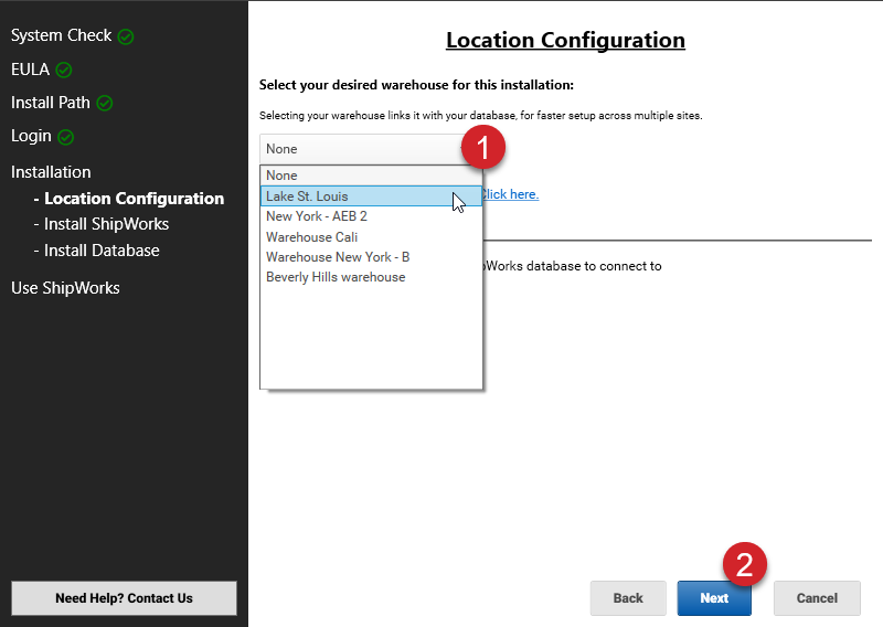 ShipWorks Installation Wizard Location Configuration.