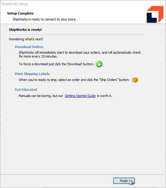 Finish screen add store wizard