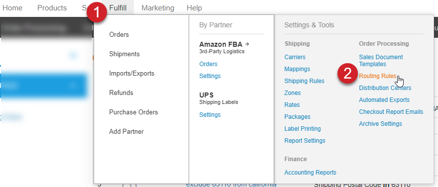 steps to view routing rules in channeladvisor