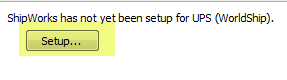Add carrier WorldShip Setup button highlighted.