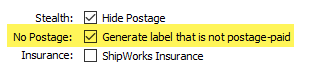 no postage checkbox checked