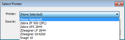 select printer from dropdown menu