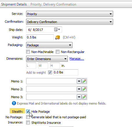 check box for hide postage on USPS shipping details modal