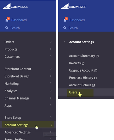 Navigating BigCommerce Account Settings Users