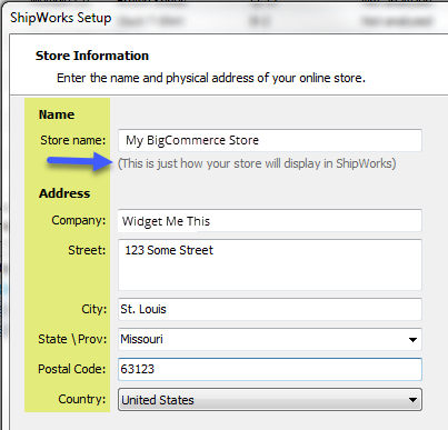 add store wizard store information with bigcommerce
