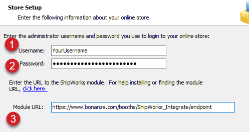 generic module credentials screen add store wizard