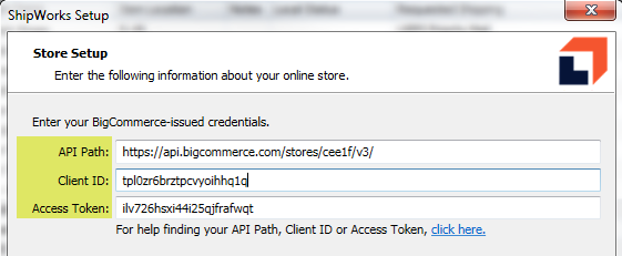 bigcommerce add store wizard rest api credentials