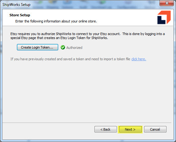 add store generic create login token authorized next button