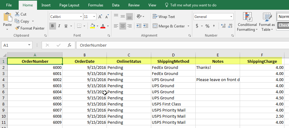 screenshot of the generic file example file