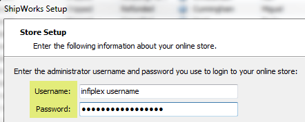 add store infiplex credentials