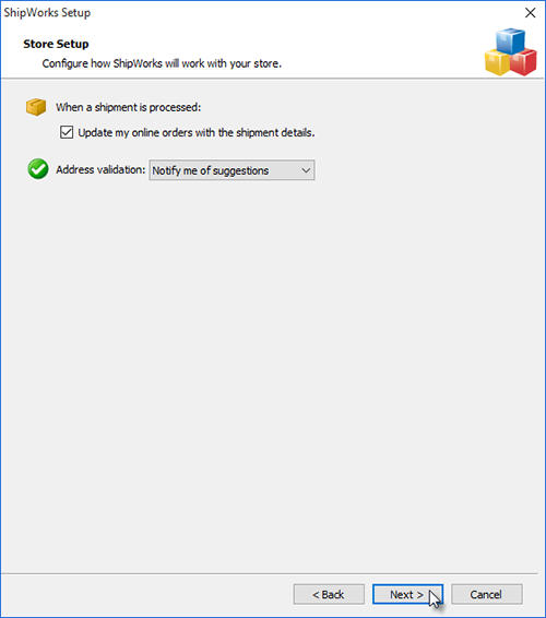 update online and address validation add store wizard