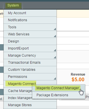 magento system magento connect