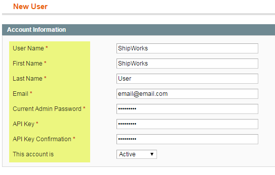 magento add new user screen