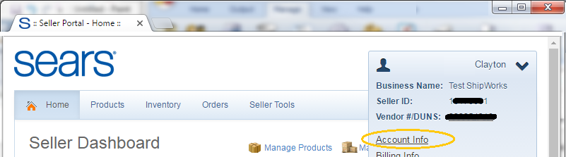 sears account info