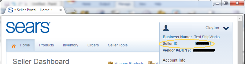 sears seller ID