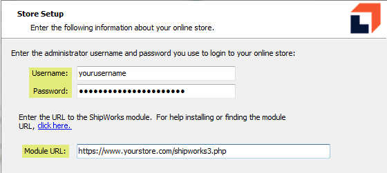 store module credentials generic yourstore