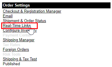 Click real time links in the order settings section.