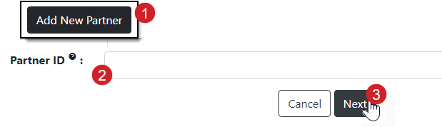 Click the add new partner button. Then enter the partner ID and click next.