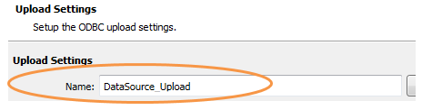 odbc name upload settings data source